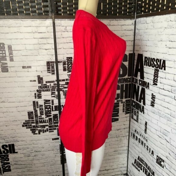 Merona Plus XXL Red Textured Crew Neck Ribbed Trim Long Sleeve Sweater - Picture 3 of 6